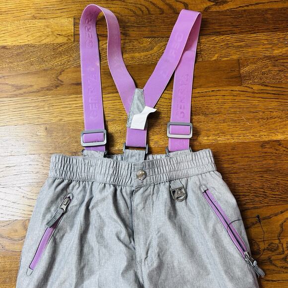 Gerry Snow Pants Ski Bib Overalls Insulated Gray S 7-8 Pink Accents NEW - Picture 8 of 8